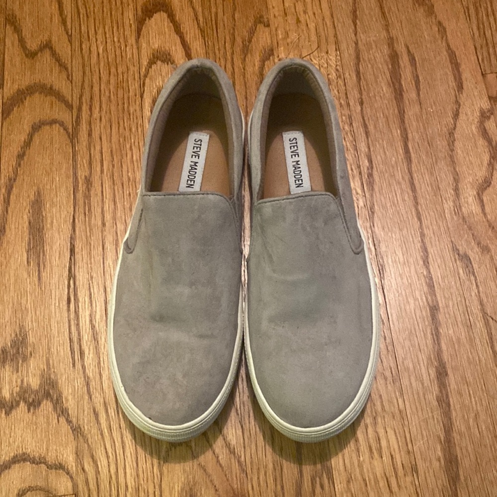 Steve Madden Gills Grey Suede Slip Ons